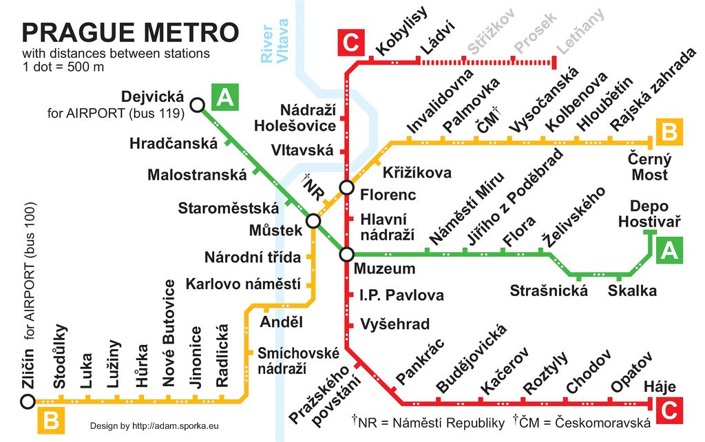 Карта метро в Праге